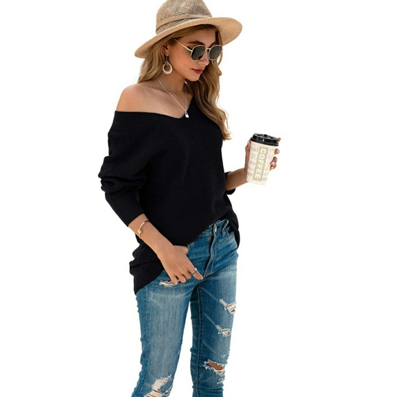 Batwing Sleeve Dolman Ribbed Knit Sweater - Picture 3 of 5